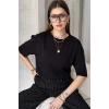 Siyah Pamuklu Oversize Kadın Tişört