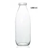 Sızdırmaz Kapaklı Şeffaf Cam Süt Ayran Limonata Meşrubat Şişesi 1000 Ml