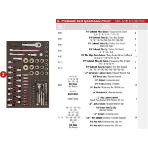 2. ÇEKMECE PREMİUM SERİSİ DOLAP 94 PARÇA