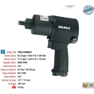 1/2 77.5 kg. 8000 RPM Havalı Somun Sökme