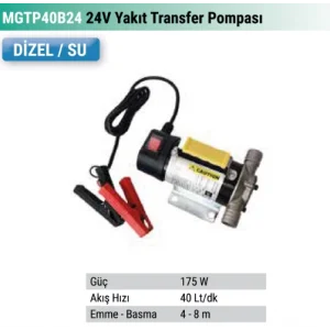 OMEGA TOOLS PASLANMAZ GÖVDE YAKIT TRANSFER POMP. 24 V. 175W.