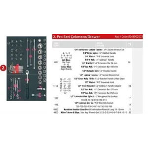 PRO DOLAP 2. ÇEKMECE İÇİ 72 PARÇA
