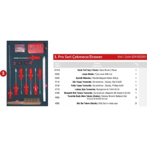 PRO DOLAP 3. ÇEKMECE İÇİ 51 PARÇA