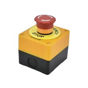 Tekli Sarı-Siyah Mantar Acil Stop Buton Kutusu