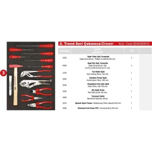 TREND DOLAP 3. ÇEKMECE İÇİ 13 PARÇA
