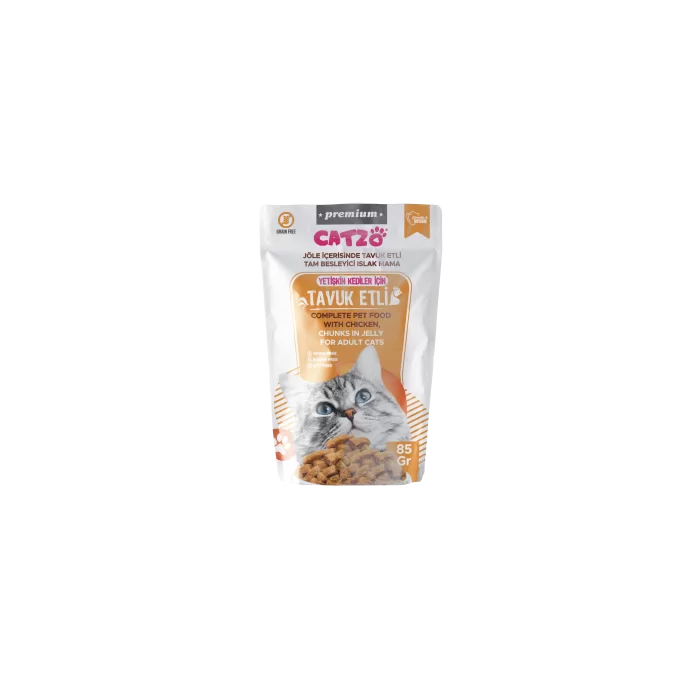 CATZO PREMİUM YETİŞKİN KEDİ POUCH TAVUK ETLİ 85 GR.*24