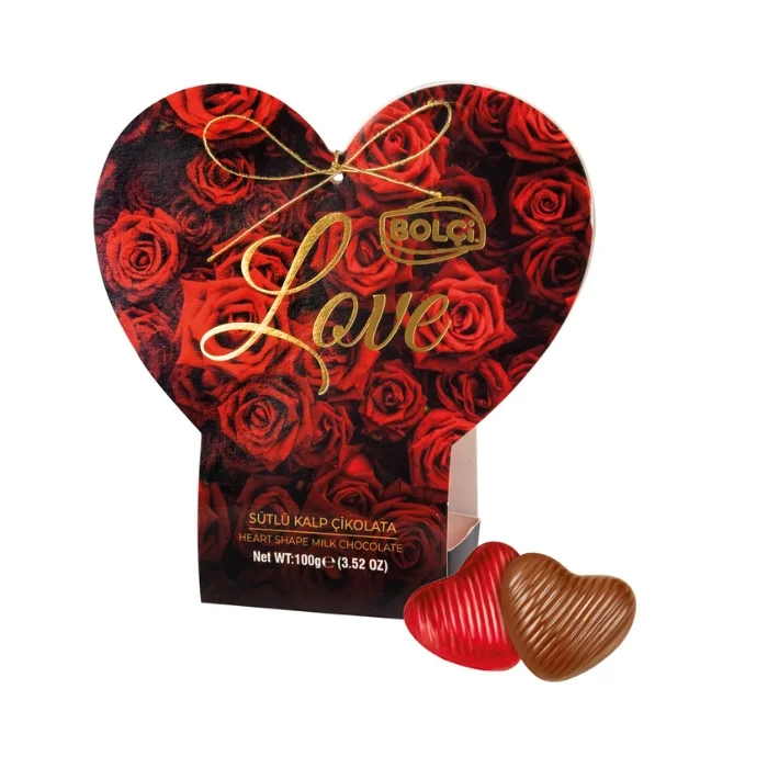Bolçi Figürlü Çikolata Gül Desenli Kalp 100 Gr x 1
