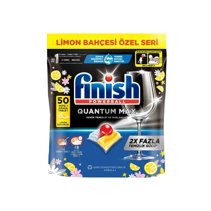 Finish Powerball Quantum Max Limon Bulaşık Makinesi Tableti 50li
