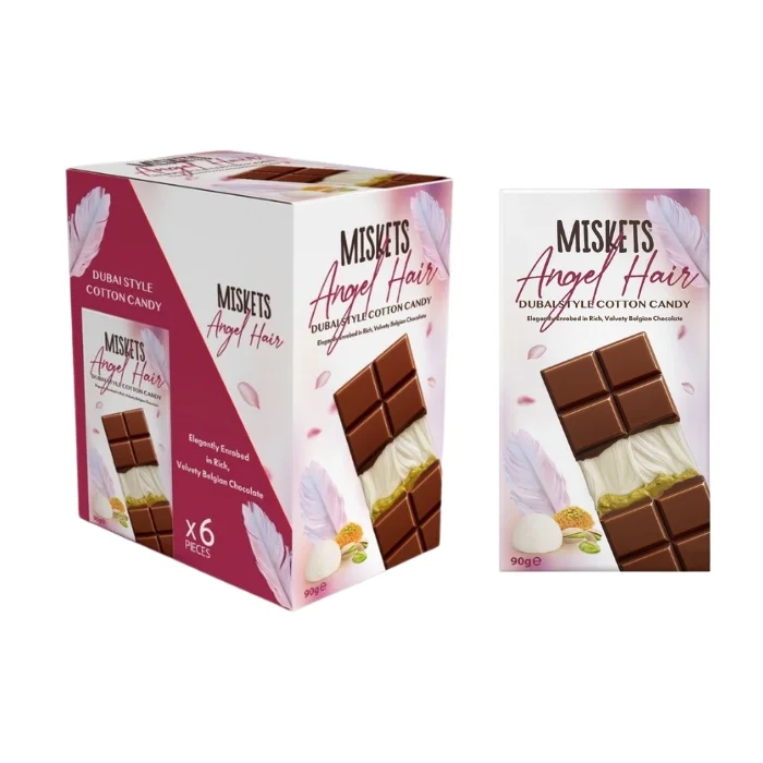 Miskets Dubai Çikolatası Angel Hair Antep Fıstıklı Pişmaniye Dolgulu 90 gr x 6