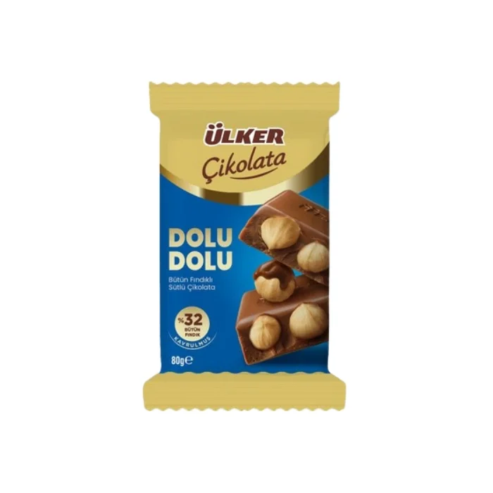 Ülker Dolu Dolu Bütün Fındıklı Sütlü Çikolata 80 gr x 9