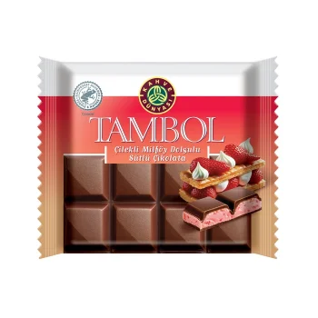 Kahve Dünyası Tambol Çilekli Milföy Dolgulu Sütlü Çikolata 100 Gr x 10