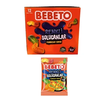 Bebeto Renkli Solucanlar Jelibon 80 gr x 12