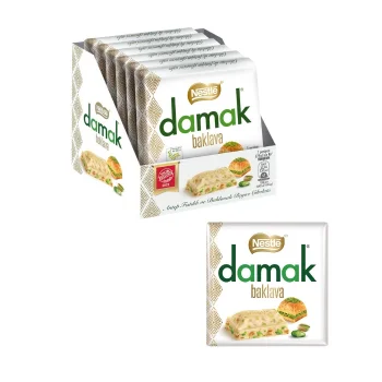 Damak Baklava Antep Fıstıklı Kare Çikolata 60 gr x 6