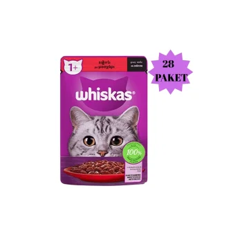 Whiskas Sığır Etli Poşet Yaş Kedi Maması 85 gr x 28