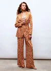 Zebra Desenli Saten Pantolon - CAMEL