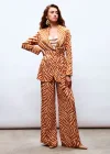 Zebra Desenli Saten Pantolon - CAMEL