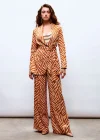 Zebra Desenli Saten Pantolon - CAMEL