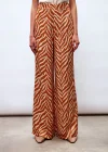 Zebra Desenli Saten Pantolon - CAMEL