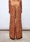 Zebra Desenli Saten Pantolon - CAMEL