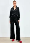 Kemerli Payet Pantolon - Siyah