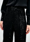 Kemerli Payet Pantolon - Siyah