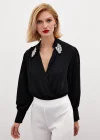 Aksesuar Detaylı Bodysuit Bluz - SİYAH