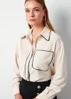 Cep Detaylı Salaş Gömlek - BEJ
