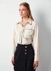 Cep Detaylı Salaş Gömlek - BEJ