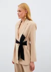 Beli Kuşaklı Uzun Ceket - BEJ