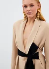Beli Kuşaklı Uzun Ceket - BEJ