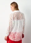 Desenli Tül Gömlek - EKRU