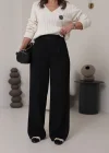 Kemeri Lastikli Rahat Kumaş Pantolon Siyah