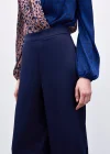 Yırtmaç Detaylı Saten Pantolon - Lacivert