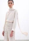 Şal Detaylı Bluz - Bej