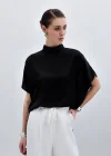 Yarasa Kol Salaş Bluz - Düz Siyah