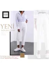 Kadın Beyaz Önü Flatolu Yüksek Bel Zr Model Kumaş Pantolon
