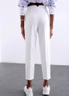 Kadın Beyaz Önü Flatolu Yüksek Bel Zr Model Kumaş Pantolon
