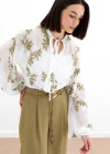 Nakışlı Şifon Gömlek - Haki