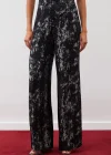 Parlak Desenli Salaş Pantolon - SİYAH-GÜMÜŞ
