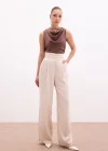 Cepli Salaş Saten Pantolon - Bej