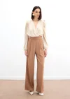 Cepli Salaş Saten Pantolon - Camel