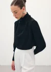 Drape Detaylı Bluz - Siyah