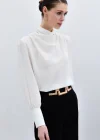 Drape Detaylı Bluz - Ekru