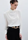 Drape Detaylı Bluz - Ekru