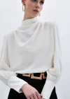 Drape Detaylı Bluz - Ekru