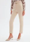 Yüksek Bel Kemerli Pantolon - Bej