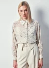 Kadın 1395-2011 Salaş Varaklı Gömlek Taş-Gold