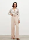 Bel Aksesuarlı Bol Paça Pantolon - BEJ