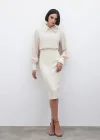 Düz Kalem Etek - Bej