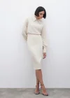 Düz Kalem Etek - Bej